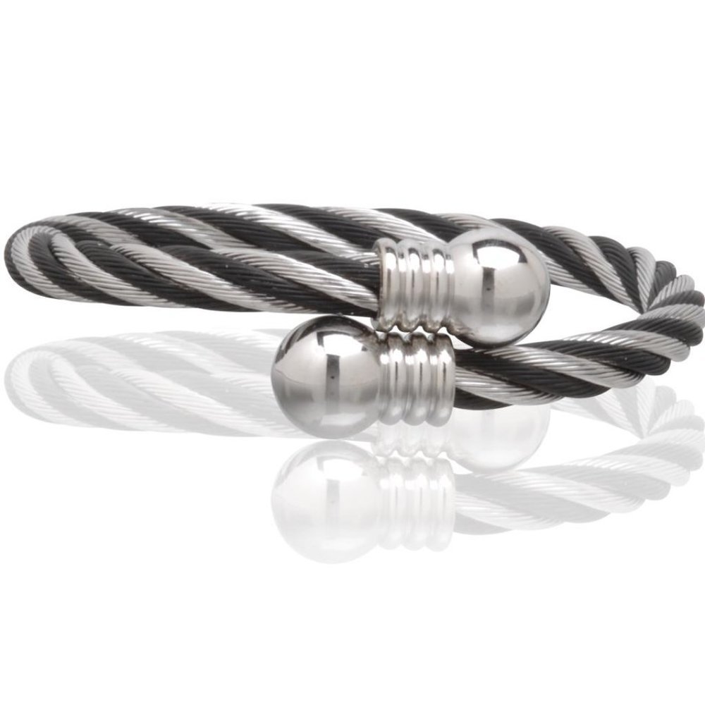 Silver Black Stainless Steel Magnetic Bracelet